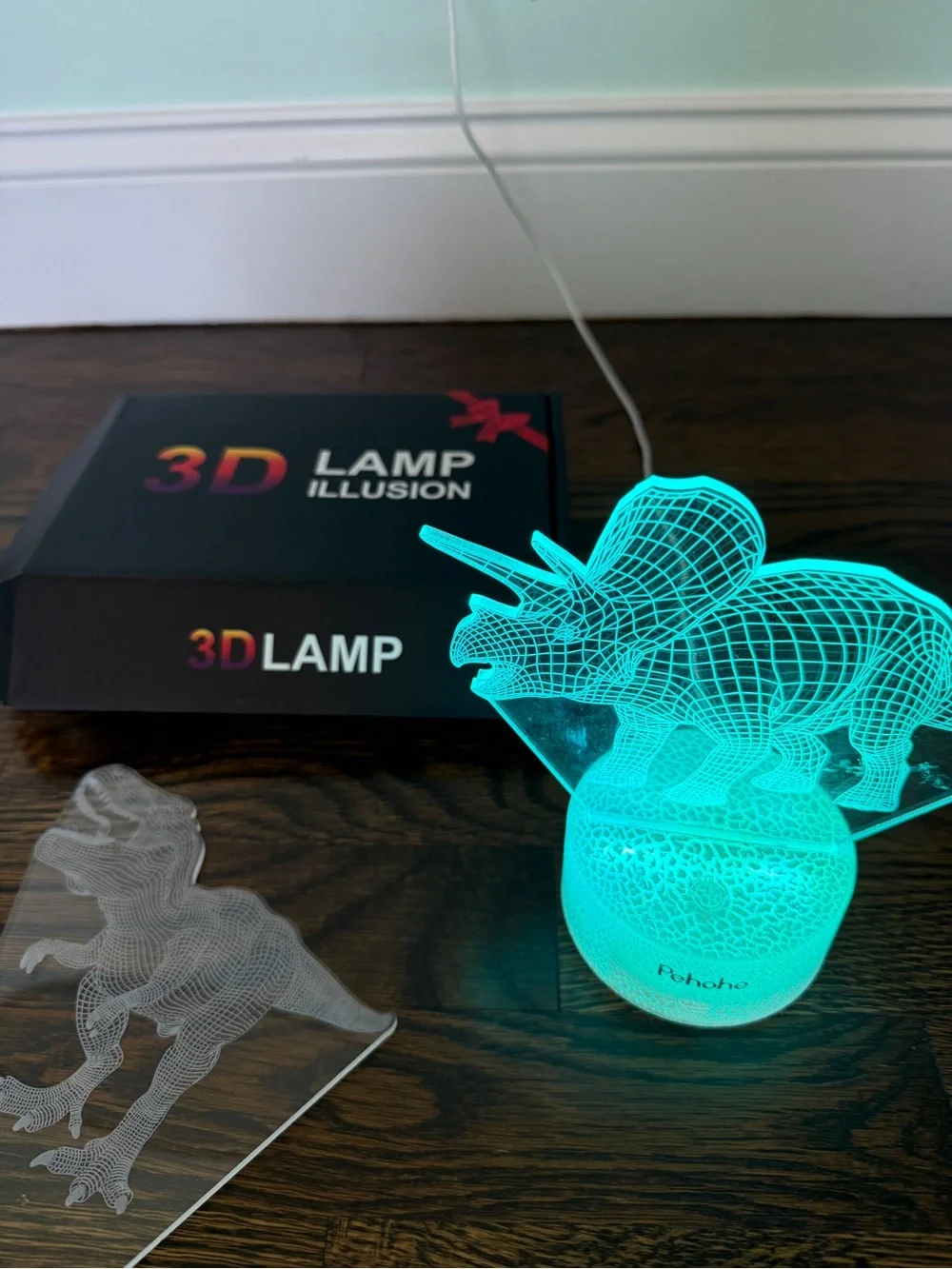 3D Illusion Dinosaur Night Light - Pink